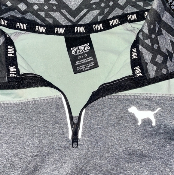 PINK Victoria’s Secret Athleisure Running Jacket 1/4 Zip Mint Green Gray Medium - Picture 3 of 7